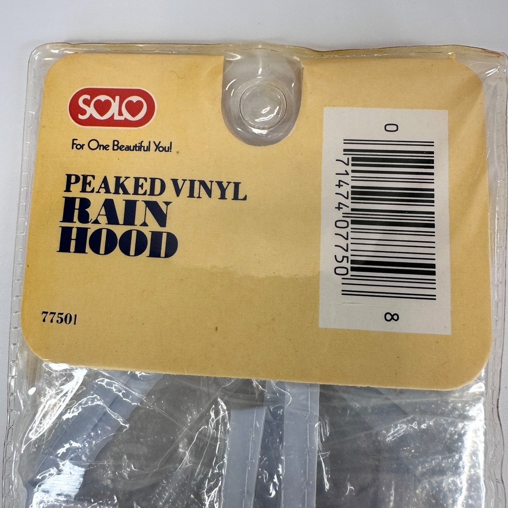 SOLO Peaked Vinyl Rain Hood Bonnet Hat Clear Daisies VTG NEW Sealed Hong Kong - Picture 8 of 9